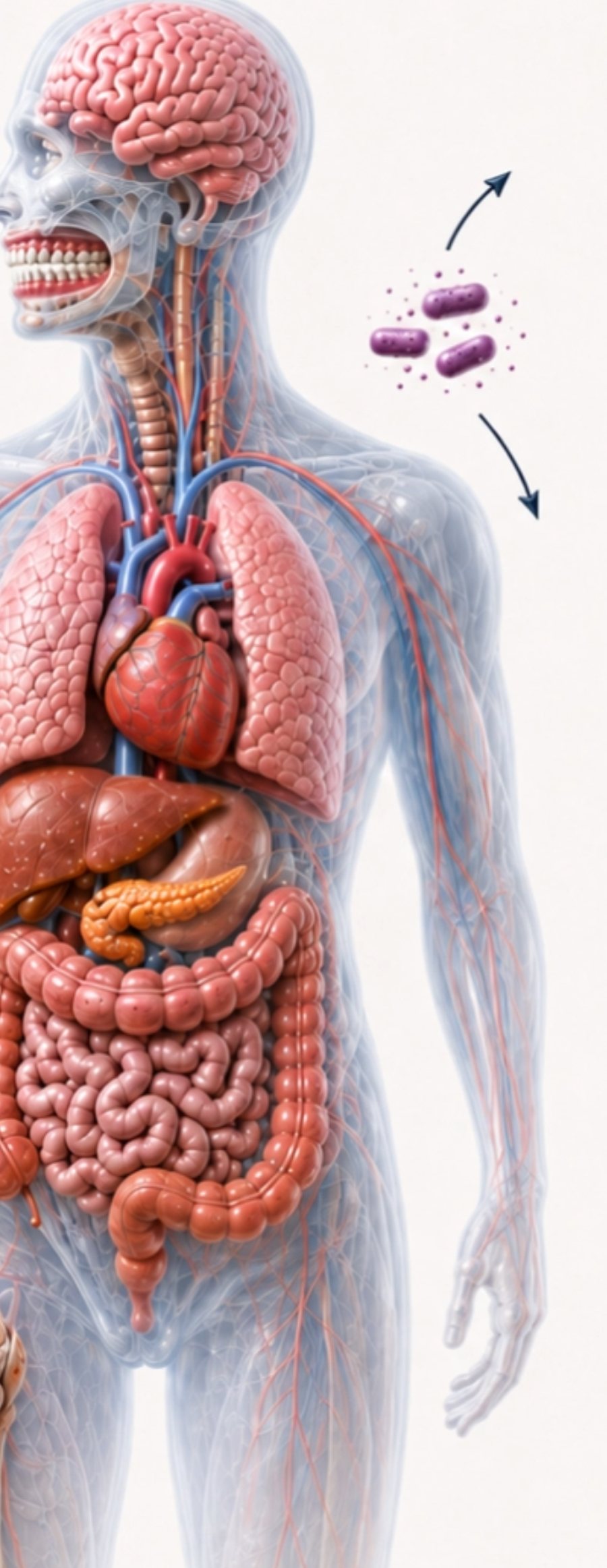 Parodontite et santé générale : diffusion des bactéries dans le corps (illustration)